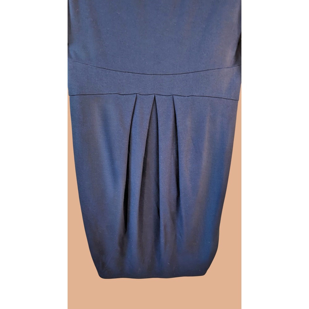 Laclef XL navy blue sleeveless pleated knee length stretch dress - Picture 2 of 6